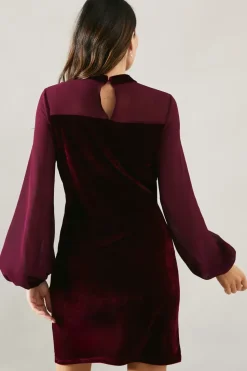 Occasion Velvet Chiffon Sleeve Shift Dress