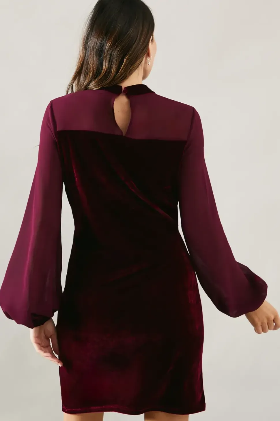 Occasion Velvet Chiffon Sleeve Shift Dress