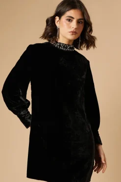 Occasion Velvet Embellished Dobby Swing Dress