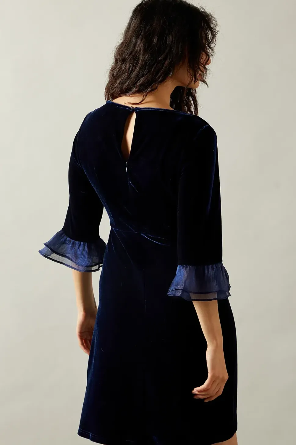 Occasion Velvet Pleated Cuff Mini Dress