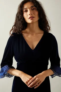 Occasion Velvet Pleated Cuff Mini Dress