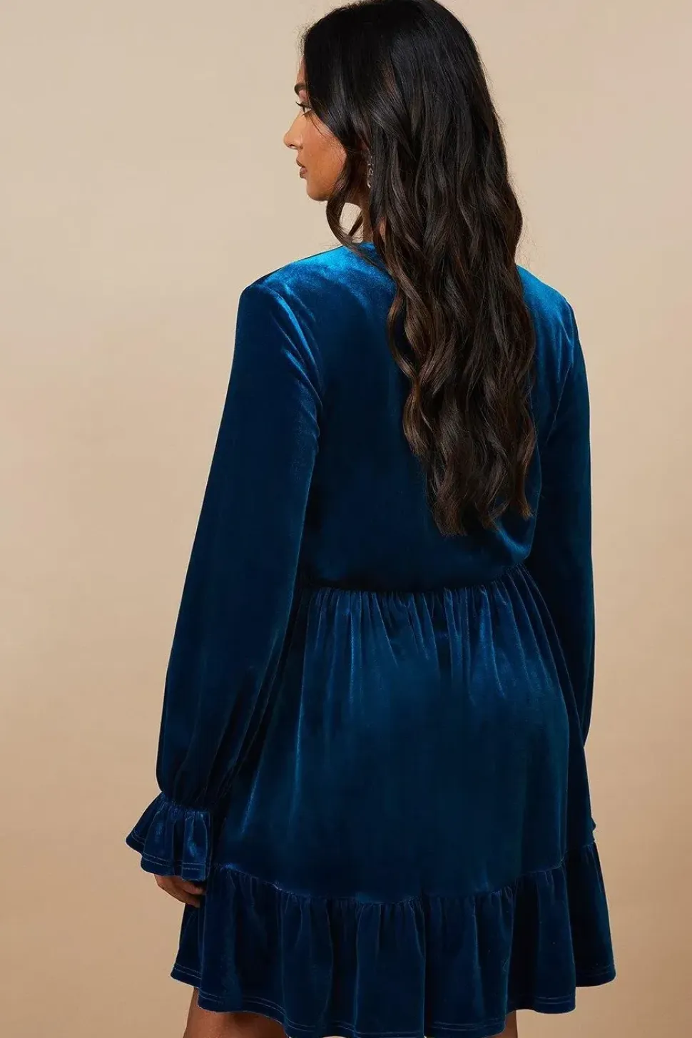 Occasion Velvet Ruffle Hem Mini Dress