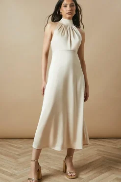 Occasion Velvet Tie Halterneck Midaxi Dress