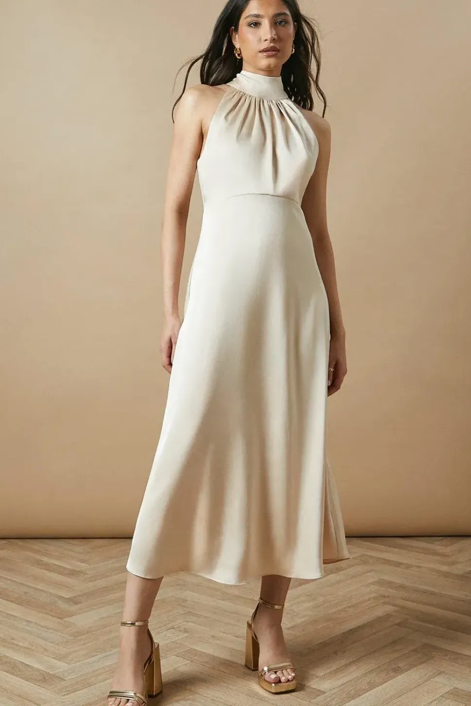 Occasion Velvet Tie Halterneck Midaxi Dress