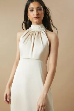 Occasion Velvet Tie Halterneck Midaxi Dress