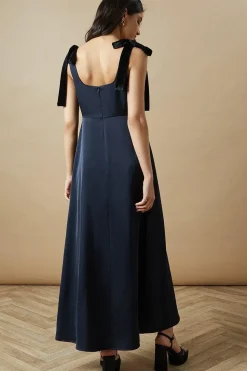 Occasion Velvet Tie Shoulder Maxi Dress