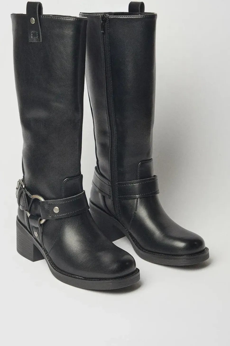 Ocean Harness Detail Chunky Biker High Leg Boot