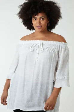 Off Shoulder Tie Front Top