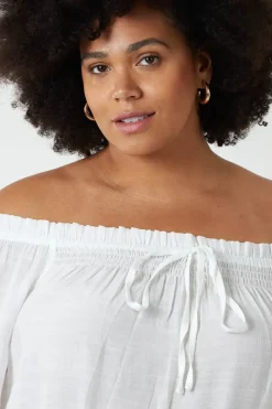 Off Shoulder Tie Front Top