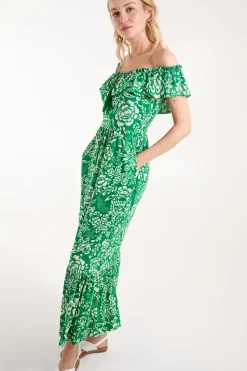 Off The Shoulder Hanky Hem Maxi Dress