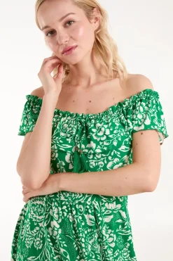 Off The Shoulder Hanky Hem Maxi Dress