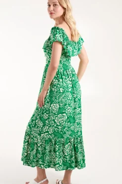 Off The Shoulder Hanky Hem Maxi Dress