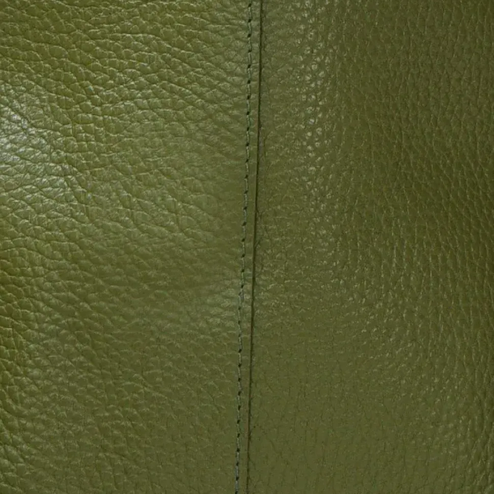 Olive Green Drawcord Leather Hobo Shoulder Bag