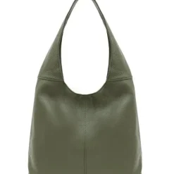 Olive Green Soft Pebbled Leather Hobo Bag | BIARD