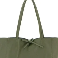 Olive Pebbled Leather Tote Shopper | BAIRI