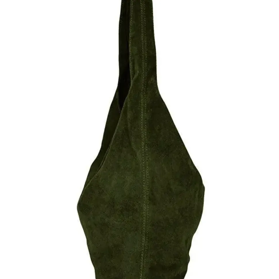 Olive Soft Suede Leather Hobo Shoulder Bag | BIAIX