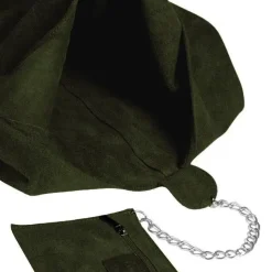 Olive Soft Suede Leather Hobo Shoulder Bag | BIAIX