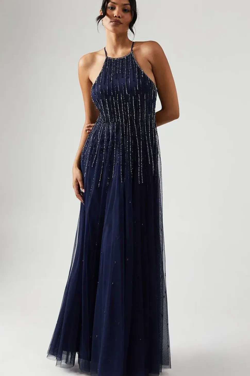 Ombre Embellished Halter Neck Bridesmaid Dress