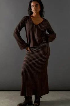 Ombre Ribbed Flare Sleeve Knitted Top Co Ord