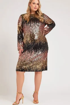 Ombre Sequin Shift Dress