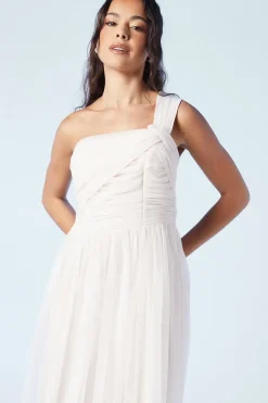 One Shoulder Mesh Bridesmaids Dress
