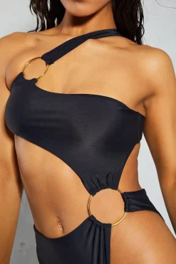 One Shoulder Ring Detail Swimsuit