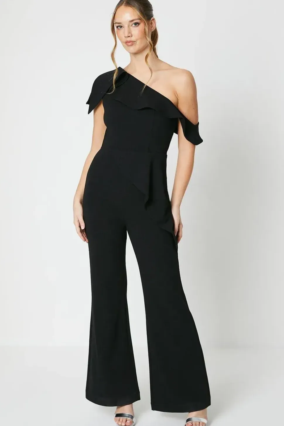 One Shoulder Ruffle Jumpsuit