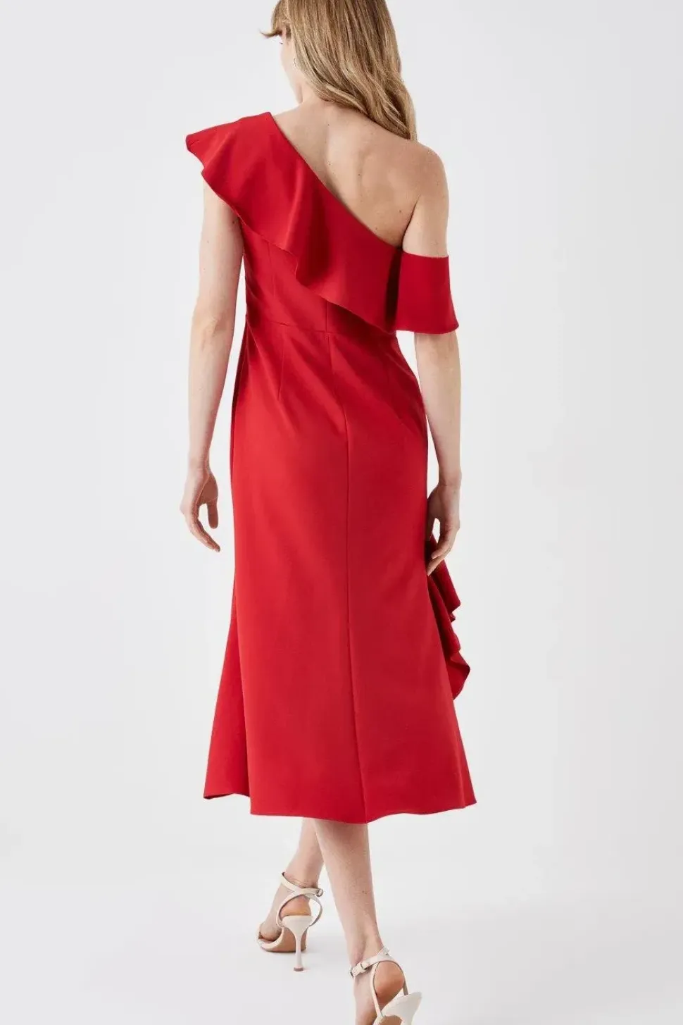 One Shoulder Ruffle Pencil Dress