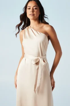 One Shoulder Satin Maxi Bridesmaid Dress