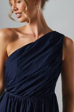 One Shoulder Taffetta Bridesmaid Maxi Dress