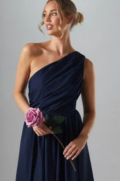 One Shoulder Taffetta Bridesmaid Maxi Dress