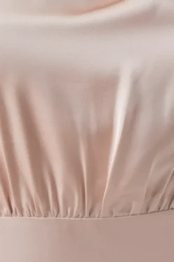 One Shoulder Tie Neck Satin Bridesmaid Dress