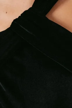 One Shoulder Twist Detail Velvet Maxi Bridesmaid Dress