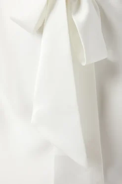 Open Back Blouson Sleeve Satin Wedding Dress