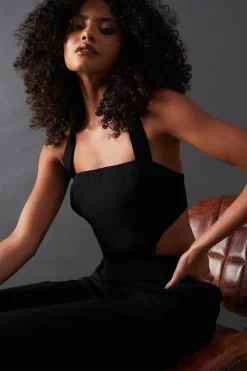 Open Back Halter Neck Wide Leg Jumpsuit