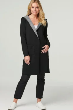 Open Front Hooded Longline Cardigan