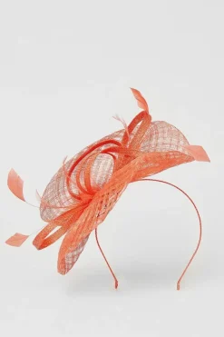 Open Weave Bow And Feather Fascinator