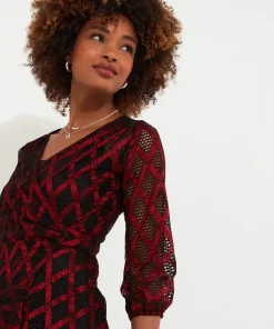 Open Weave Mock Wrap Tunic and Cami