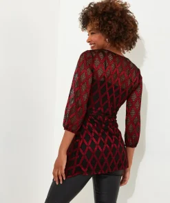 Open Weave Mock Wrap Tunic and Cami