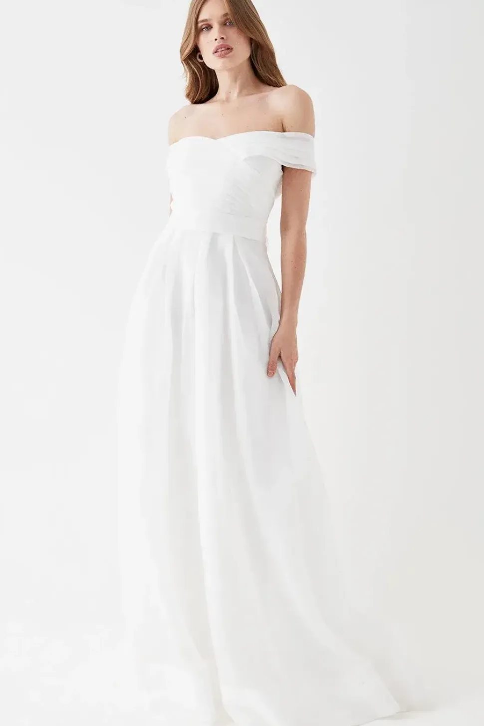 Organza Bardot Full Skirted Maxi Dress