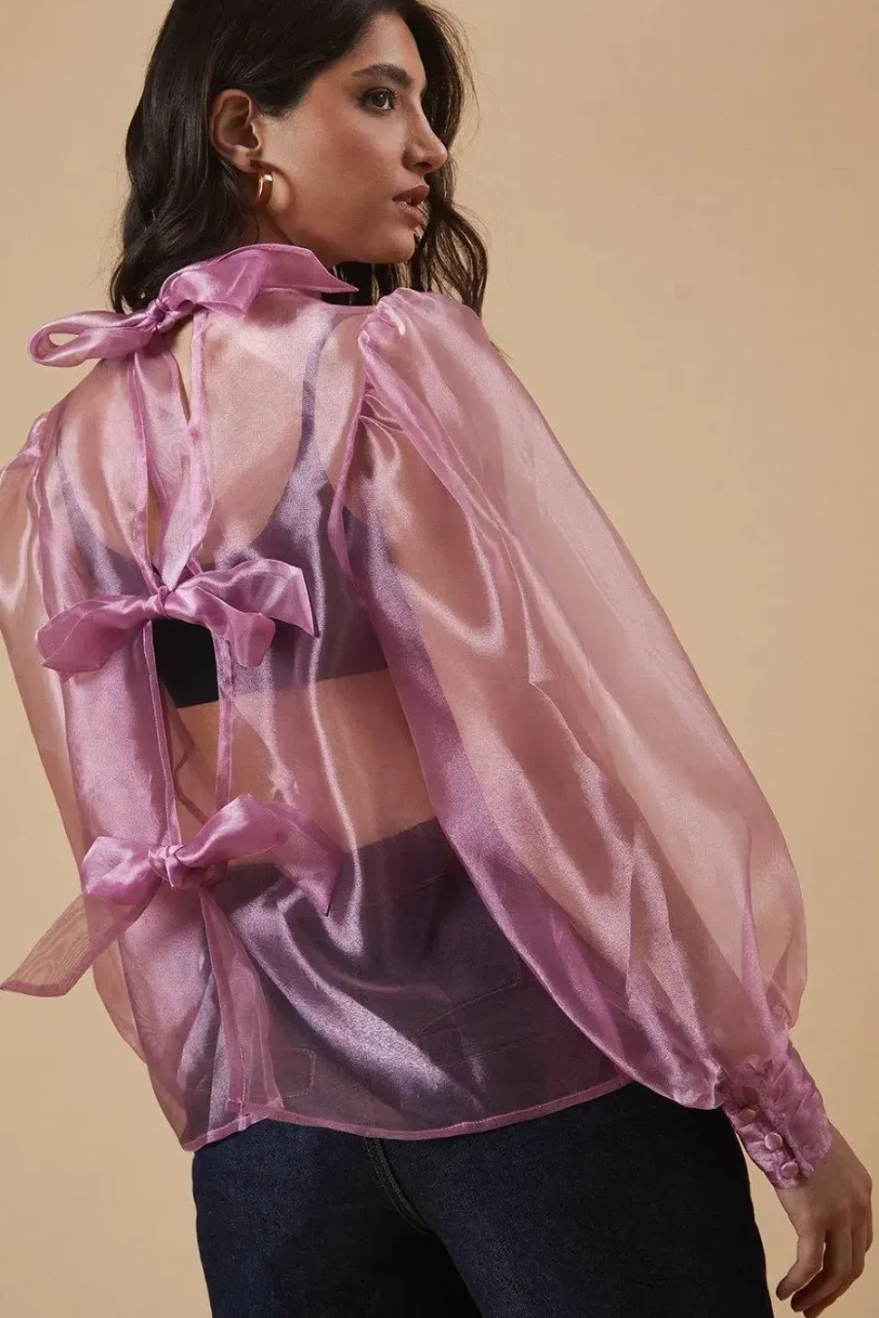 Organza Bow Back Blouse