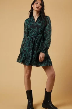Organza Collared Mini Dress