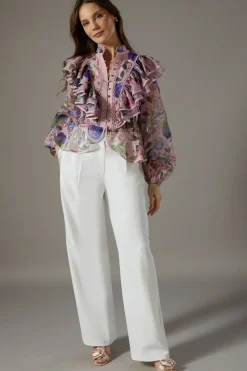 Organza Frill Trim Blouse