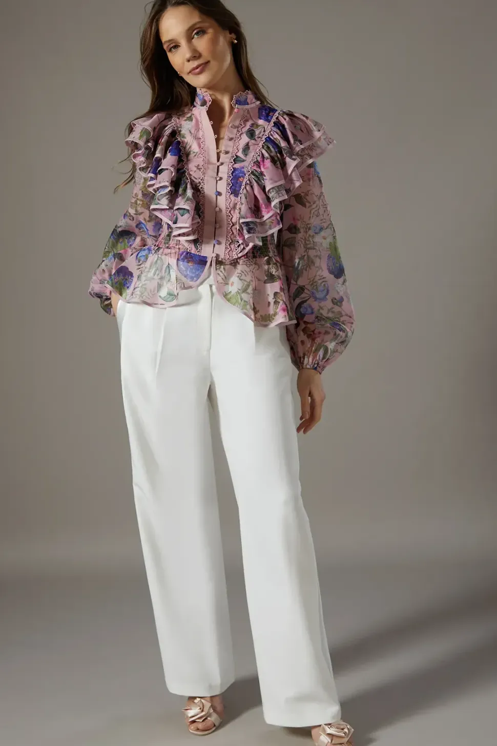 Organza Frill Trim Blouse