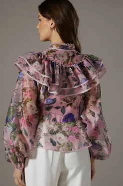 Organza Frill Trim Blouse