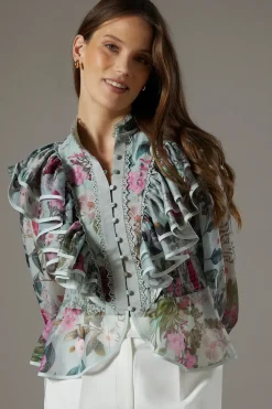 Organza Frill Trim Blouse
