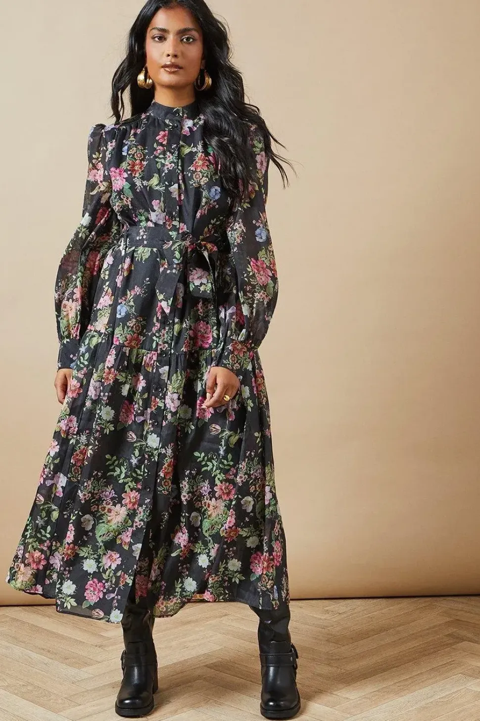 Organza Midi Shirt Dress