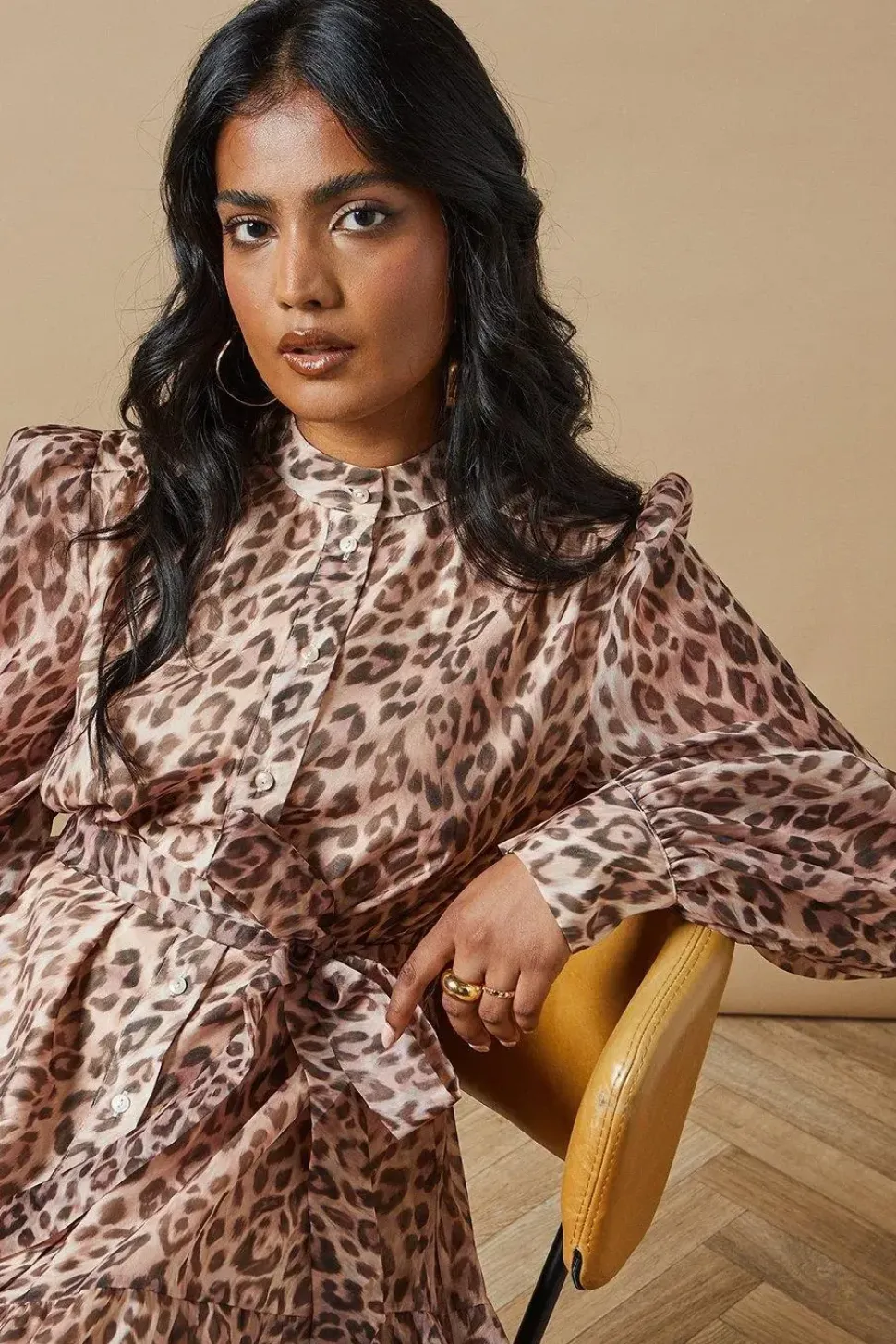 Organza Midi Shirt Dress