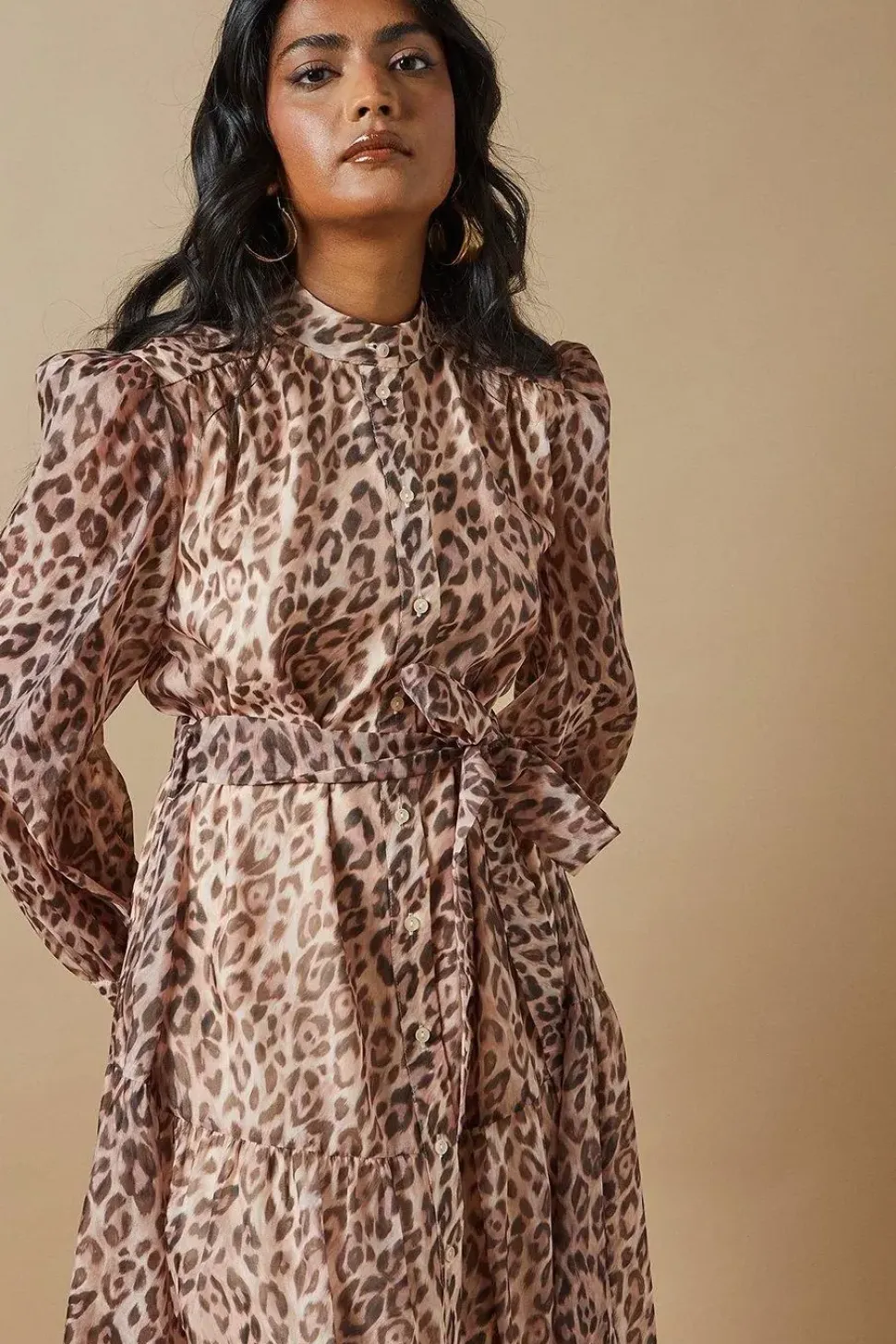 Organza Midi Shirt Dress