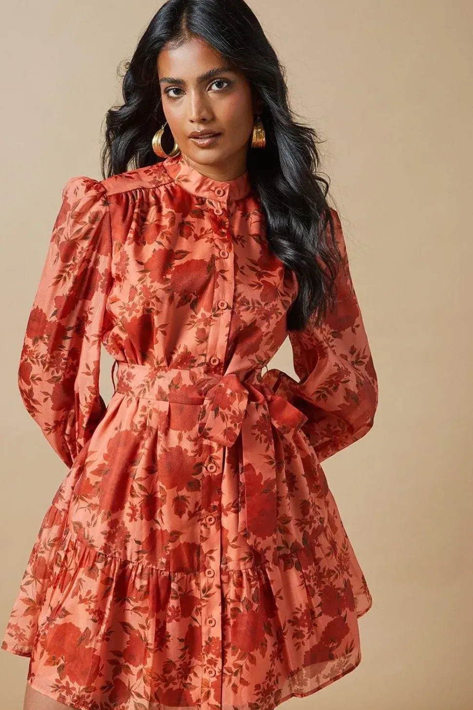 Organza Mini Shirt Dress